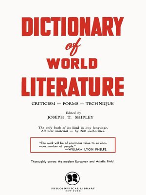cover image of Dictionary of World Literature